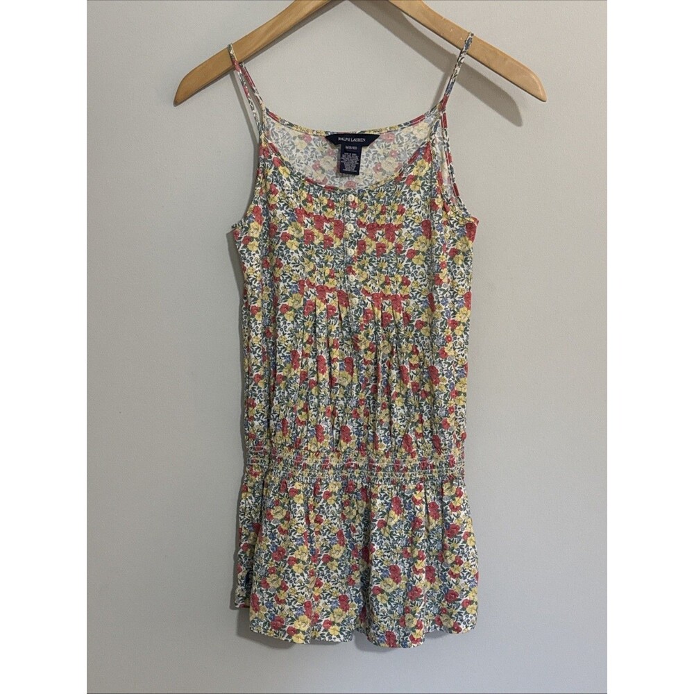 Ralph Lauren Girl's Floral Romper Size M 8-10 Pima Cotton Medium Shorts